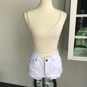 White High Waisted Shorts